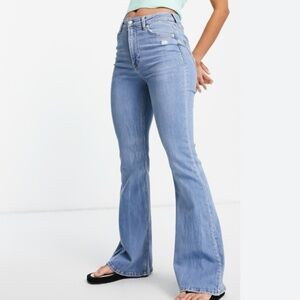 Bershka 90's Flare Jeans in Light Stone Blue